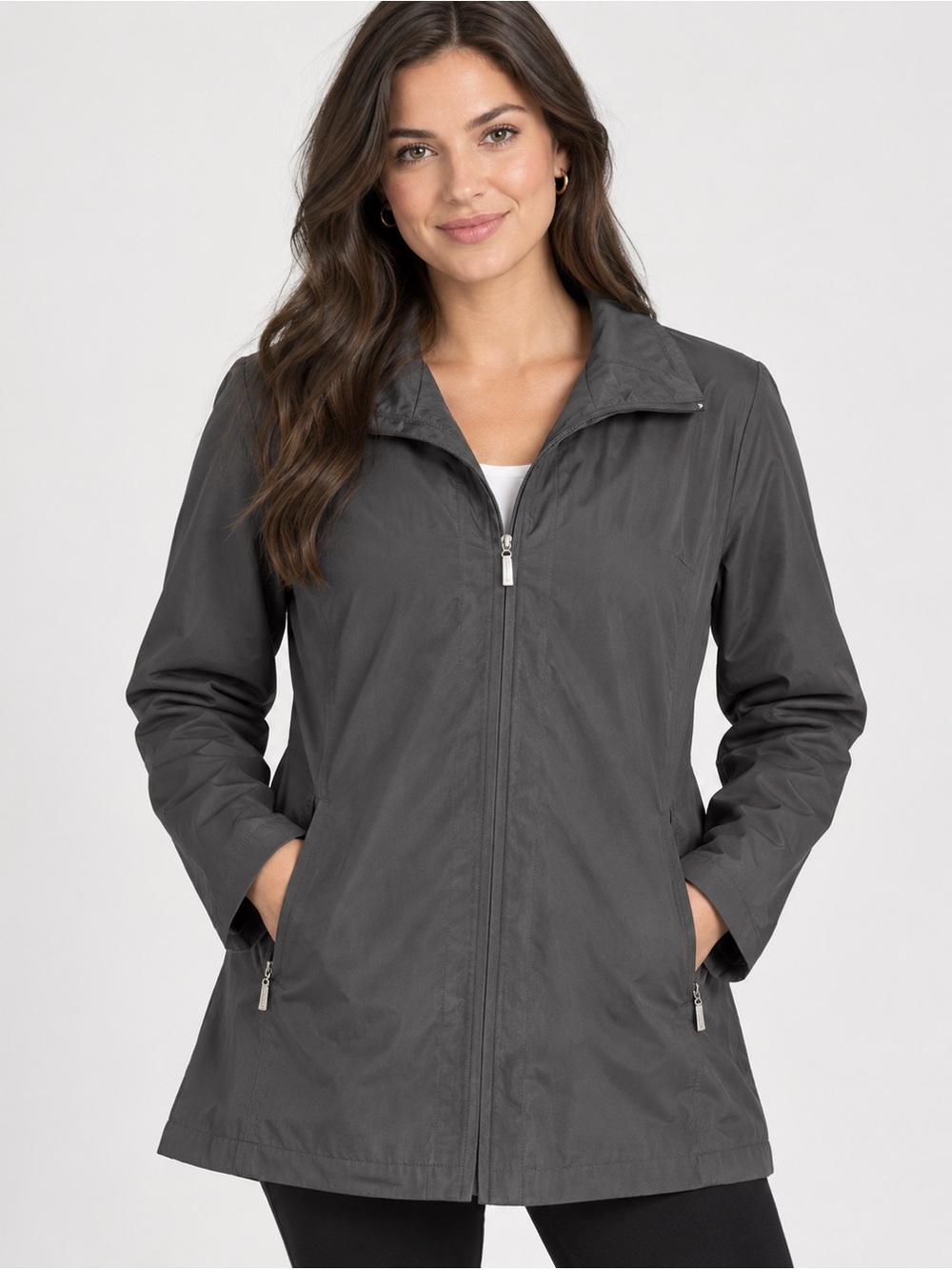 Fendi Black Zip-Front Raincoat